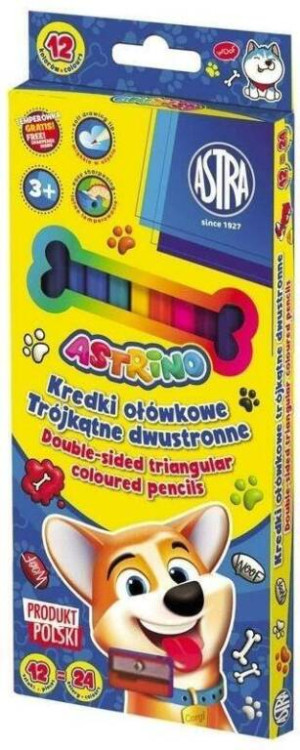 Kredki ołówkowe dwustronne 24kol z temperówkąASTRA