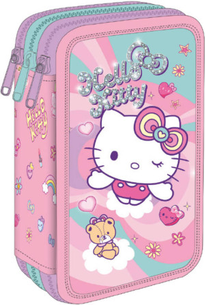 Piórnik potrójny z wyposażeniem Hello Kitty Jumper 3 Pink 1