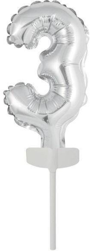 Balon foliowy mini cyfra 3 srebrna 7x12cm