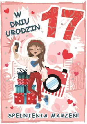 Karnet urodziny 17 B6 z kopertą