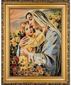 Obraz Haftowany Matka Boża z Dzieciątkiem 22x27,5