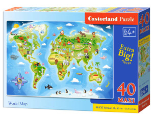 Puzzle 40 Maxi. Mapa świata. 040117-1
