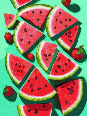 Malowanie po numerach z ramą 30x40cm Apetyczny arbuz