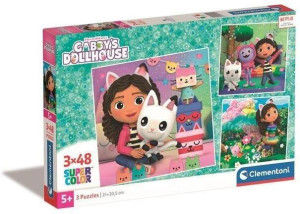 Clementoni. Puzzle 3x48 Super Color. Koci domek Gabby