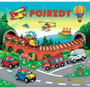 Pojazdy. Kolorowanka z 24 naklejkami