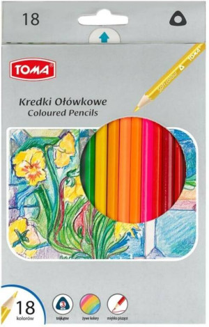Kredki ołówkowe trójkątne 18 kolorów
