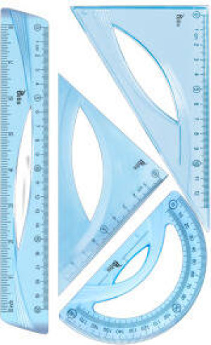 Zestaw geometryczny niebieski linijka 20cm