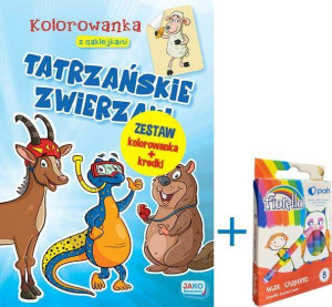 Kolorowanka z naklejkami: Tatrzańskie zwierzaki + kredki