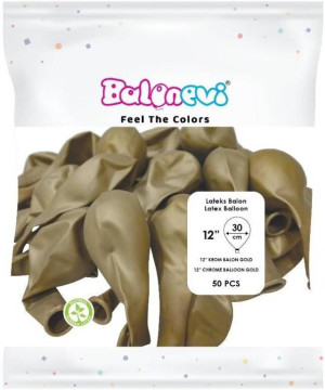 Balony lateksowe Chrome złote 25cm 50szt