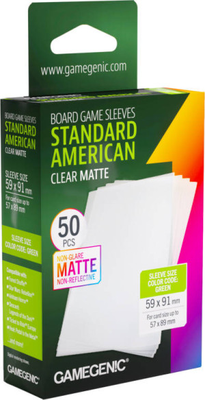 Gamegenic: Board Game Sleeves - Standard American (59x91 mm) - Clear Matte - 50 sztuk