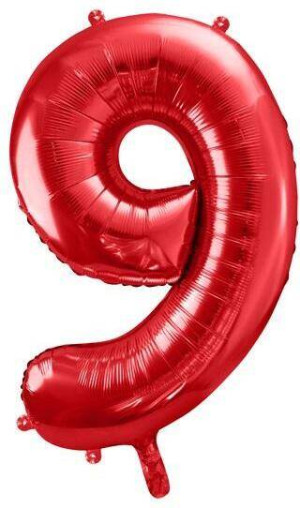 Balon foliowy 9 czerwony 86cm