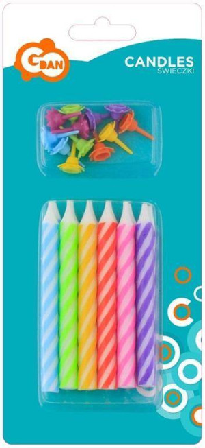 Świeczki urodzinowe 8cm, 12 sztuk