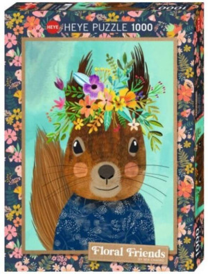 Puzzle 1000 Floral Friends, Wiewiórka, Mia Charro
