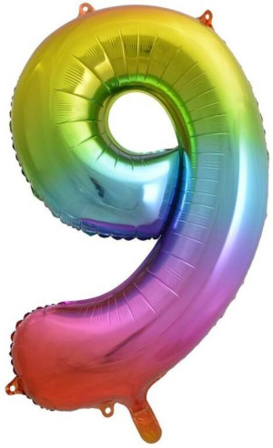 Balon foliowy 9. Tęczowa 85 cm