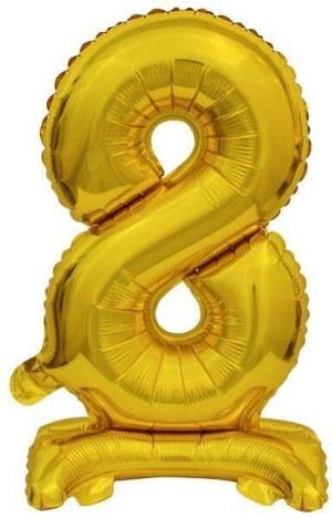 Balon foliowy mini cyfra 8 ze stopką złota 22x40cm