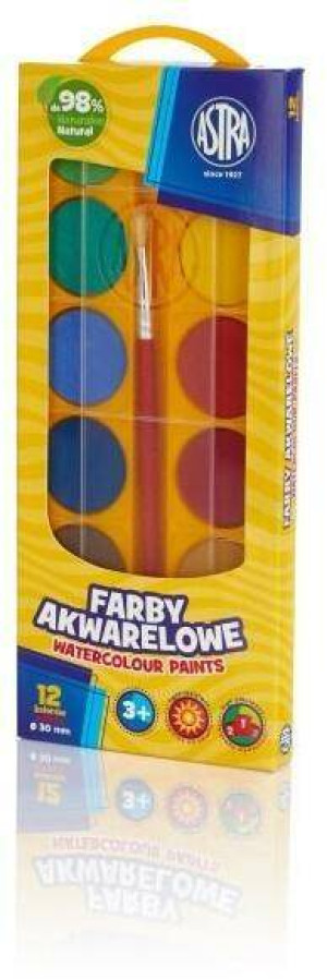 Farby akwarelowe fi30mm 12 kolorów ASTRA