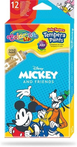 Farby Colorino Kids tempera w tubach 12 kolorów 12 ml Mickey