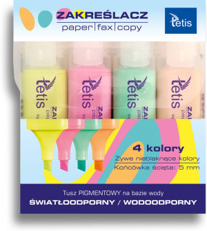 Komplet zakreślaczy pastelowych 5mm 4 kol KW020-M4