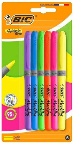 Zakreślacz Grip mix 6szt BIC