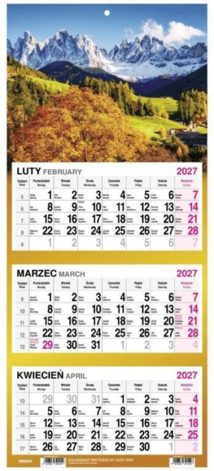 Kalendarz 2027 Trójdzielny Góry