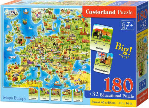 Mapa Europy z quizem. Puzzle 180