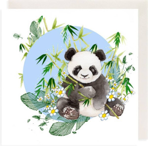 Karnet Swarovski kwadrat: Panda