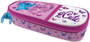 Piórnik szkolny z klapką Stitch Pink
