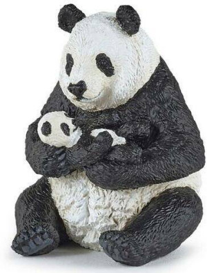 Panda siedząca z młodymi, 6x7x8cm
