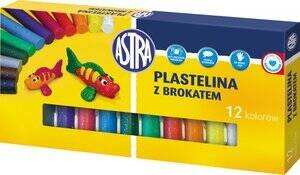 Plastelina z brokatem 12 kolorów