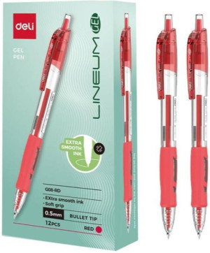 Długopis żelowy 0,5mm Arrix czerwony (12szt) DELI