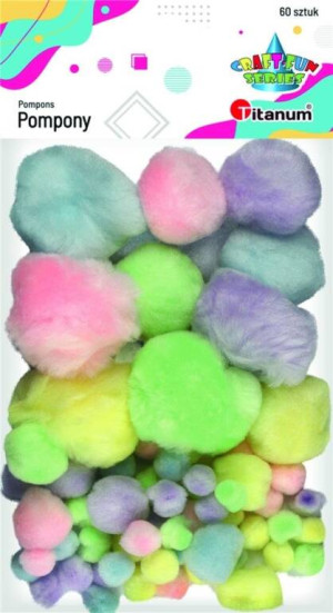 Pompony akrylowe, mix kolorów pastelowych