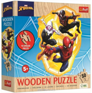 Puzzle drewniane 50 SpiderMan gotowy w akcji TREFL
