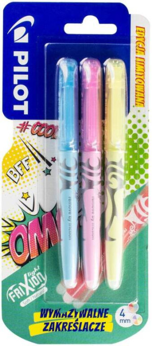 Zakreślacz wymazywalny Frixion light soft Pilot blister 3 kolory