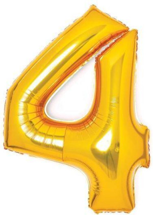 Balon foliowy cyfra 4 złota 51x66cm