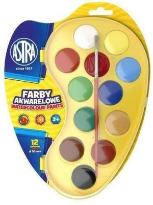 Farby Akwarelowe paletka fi30mm 12 kolorów ASTRA