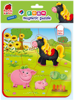 Piankowe puzzle magnetyczne. Koń i świnki