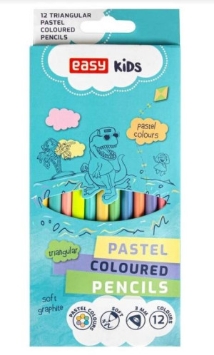 Kredki trójkątne pastelowe. 12 kolorów