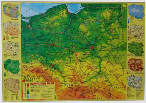 Podkład na biurko. Mapa fizyczna Polski
