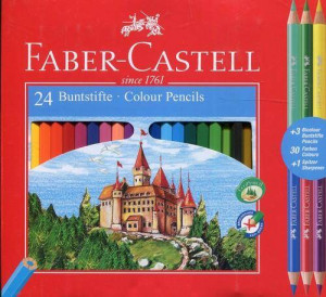 Kredki ołówkowe Zamek Faber-Castell 24 kolory +3 kredki dwustronne+temperówka