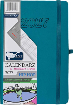 Kalendarz 2027 A5 tygodniowy Hip hop szmaragdowy