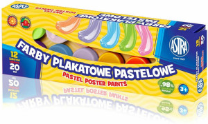 Farby plakatowe pastelowe. 12 kolorów
