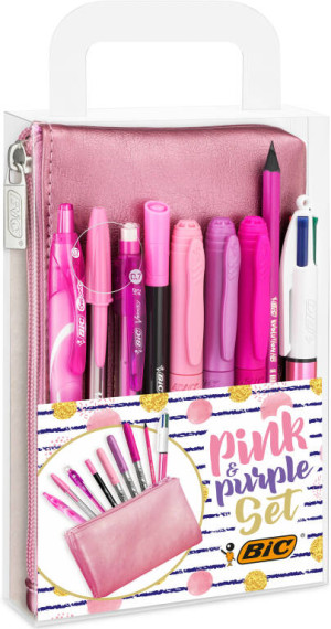 BIC. Zestaw przyborów w etui. Pink&Purple