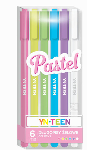 Długopis żelowy 6 kolorów Pastel