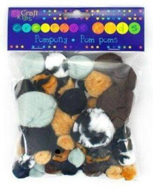 Pompony akrylowe animal prints 56szt mix