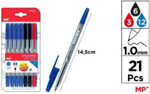 Długopis 1.0mm 21szt MIX