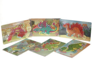Układanka. Puzzle drewniane. Dinozaury. Mix