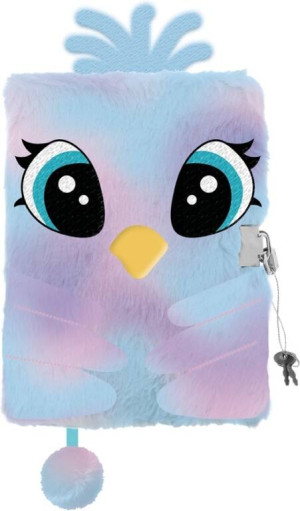 Pamiętnik z kłódką 3D włochacz A5 96k My Little Friend Pastelowy Ptak