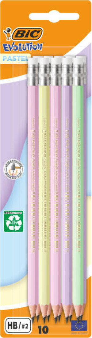 Ołówek BIC Evolution Pastel z gumką blister 10 szt.