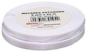 Wstążka satynowa w kropki biała 6mmx22m, 2 sztuki