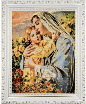 Obraz Haftowany Matka Boża z dzieciątkiem 27,5x22